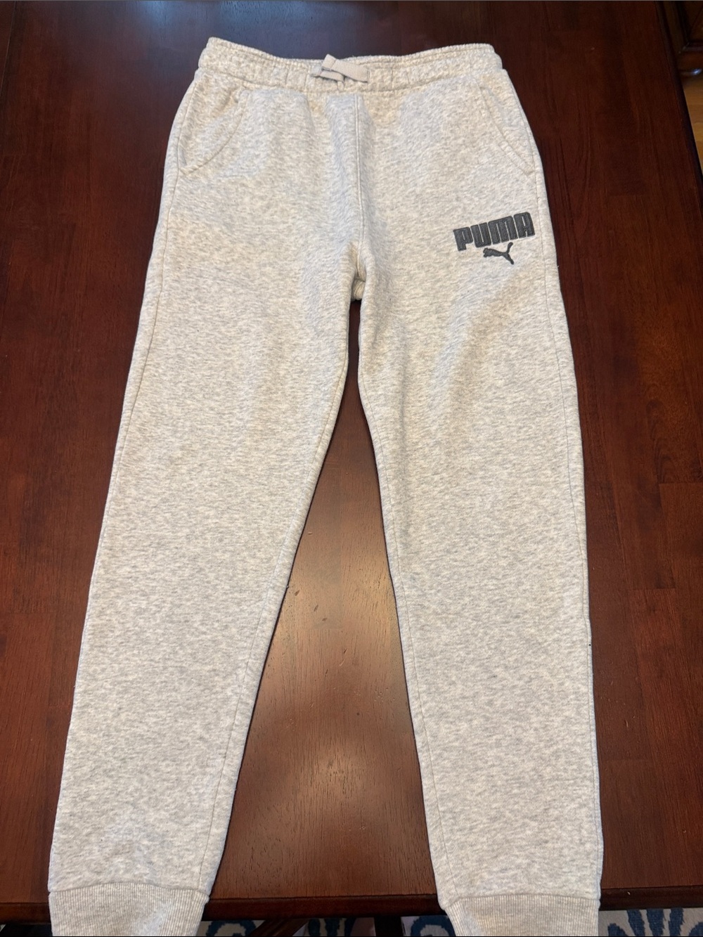 Puma Light Gray Boys' Fleece Joggers with Logo